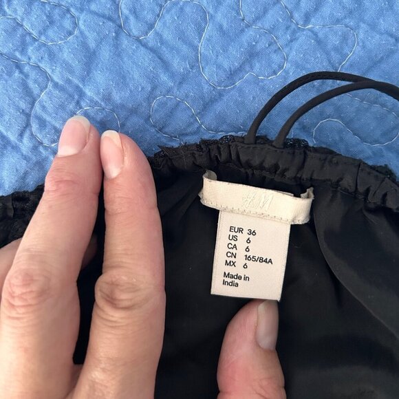 H&M Black Lace Strappy Midi Dress – Size US 6 – Open Back Floral Halter Style - Picture 11 of 12